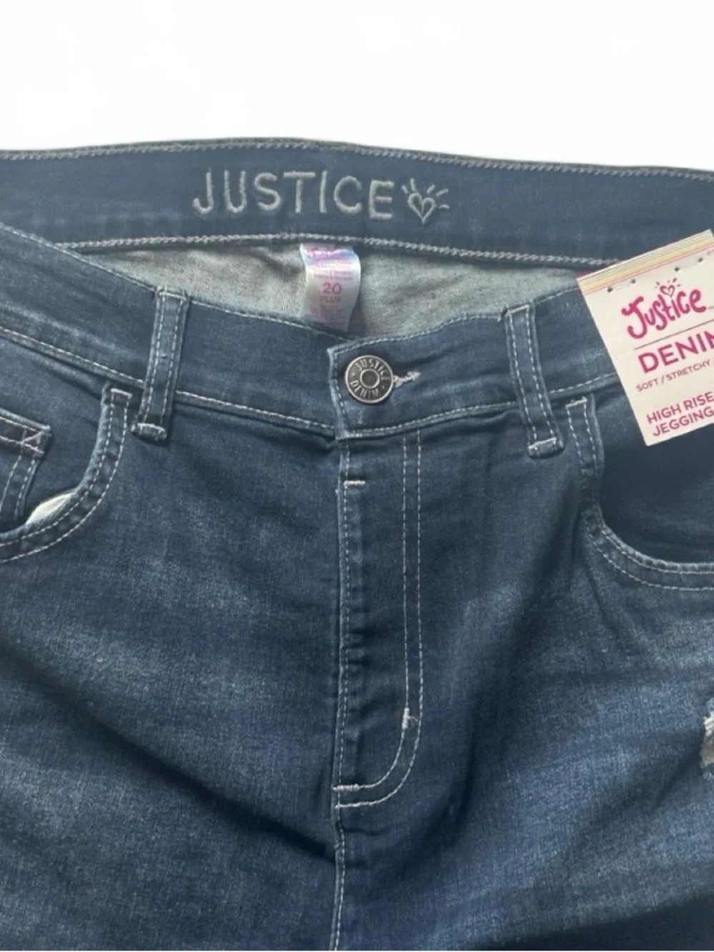 Justice Dark Blue Ripped High Rise Girl’s Jegging Jeans